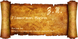 Zimmerman Manna névjegykártya